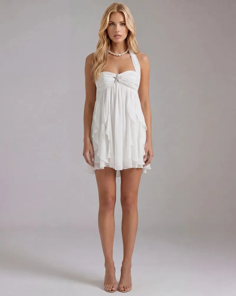Catherine Halter Mini Dress - White