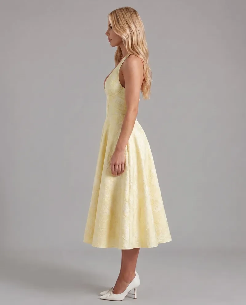 Effie Midi Dress - Lemon