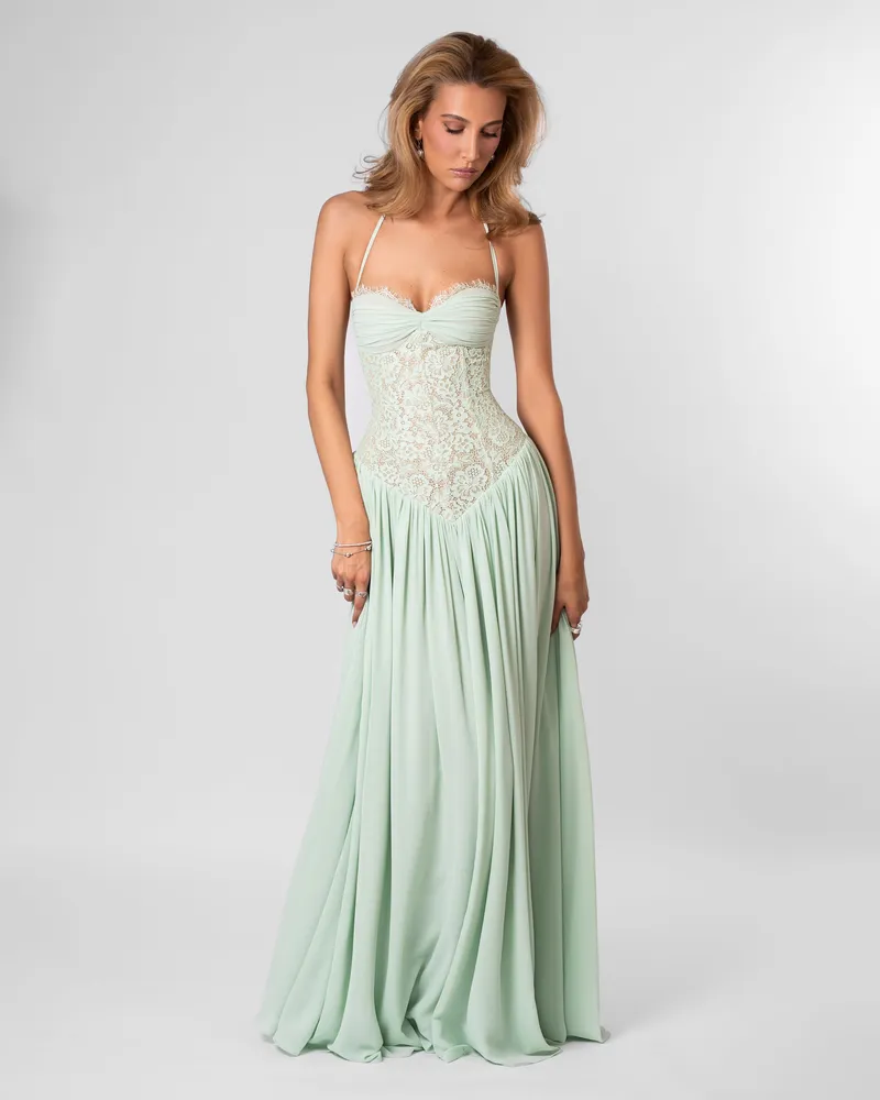 Isabella Lace Maxi Dress - Mint