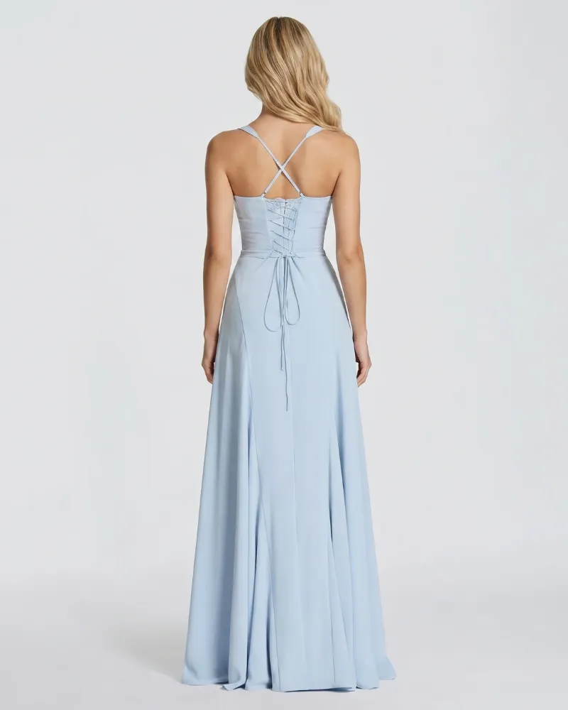Ava Corset Maxi Dress - Light Blue