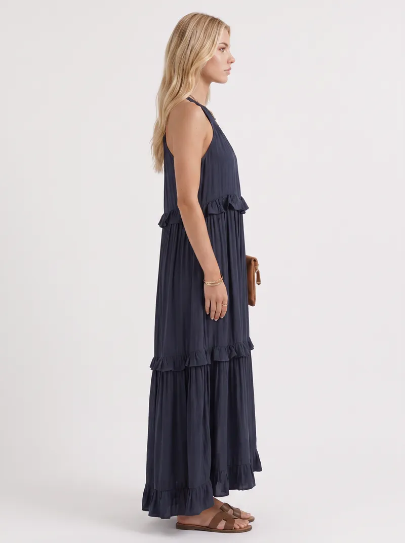 Thea Tiered Maxi Dress - Marine Blue