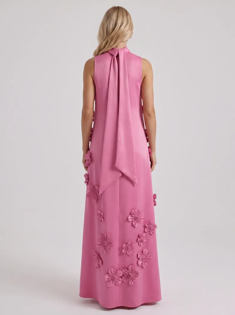 Rosalie Applique Maxi Dress - Dark Pink