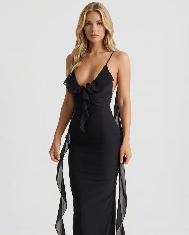 Daniela Slip Maxi Dress - Black