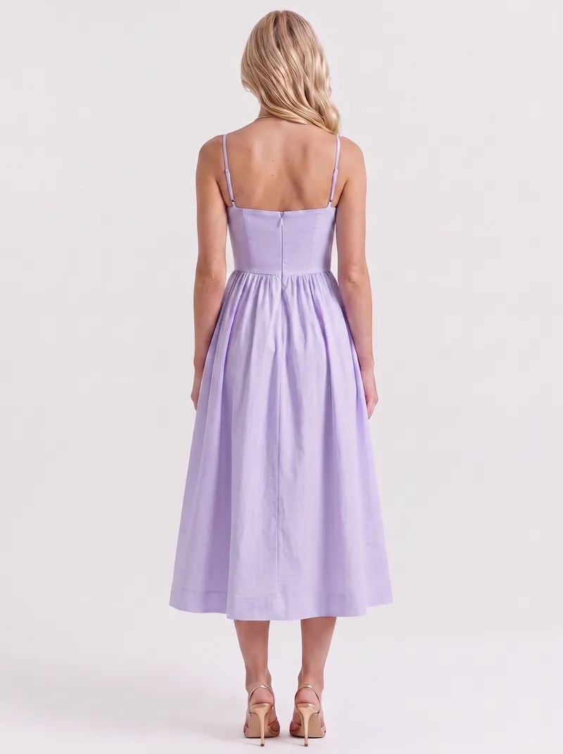 Birdie Flare Midi Dress - Purple
