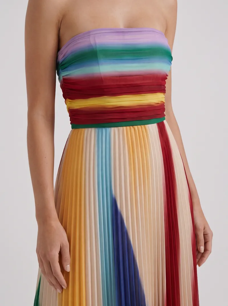Adeline Pleated Maxi Dress - Multicolor
