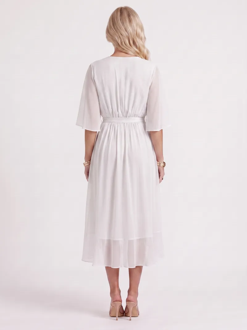 Lucienne Wrap Midi Dress - White