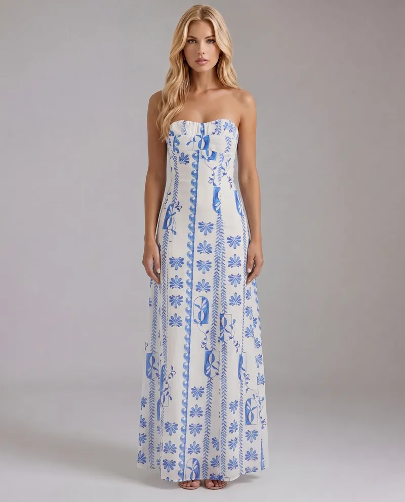 Tayla Floral Maxi Dress - Blue Wave