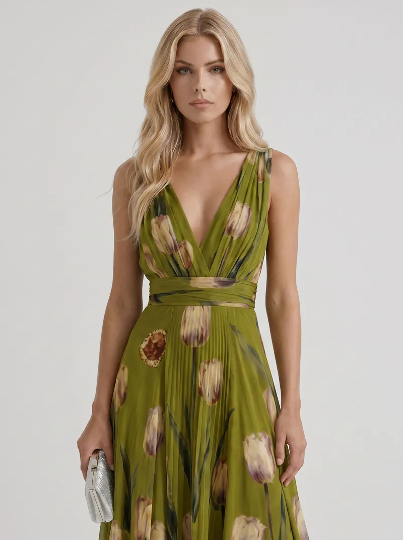 Fleur Floral Maxi Dress - Green