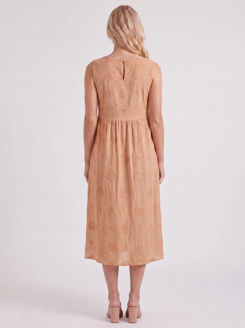 Elin Embroidered Midi Dress - Orange