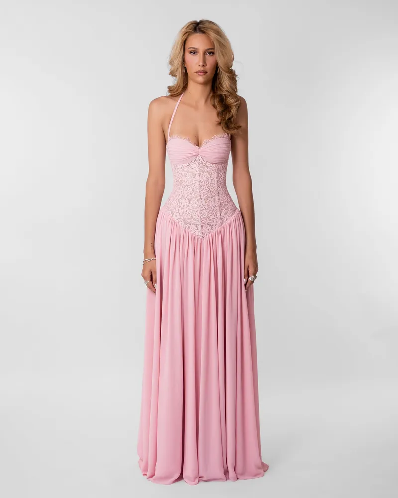 Isabella Lace Maxi Dress - Pink
