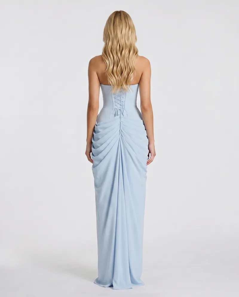 Cyrana Ruched Maxi Dress - Glacier Blue