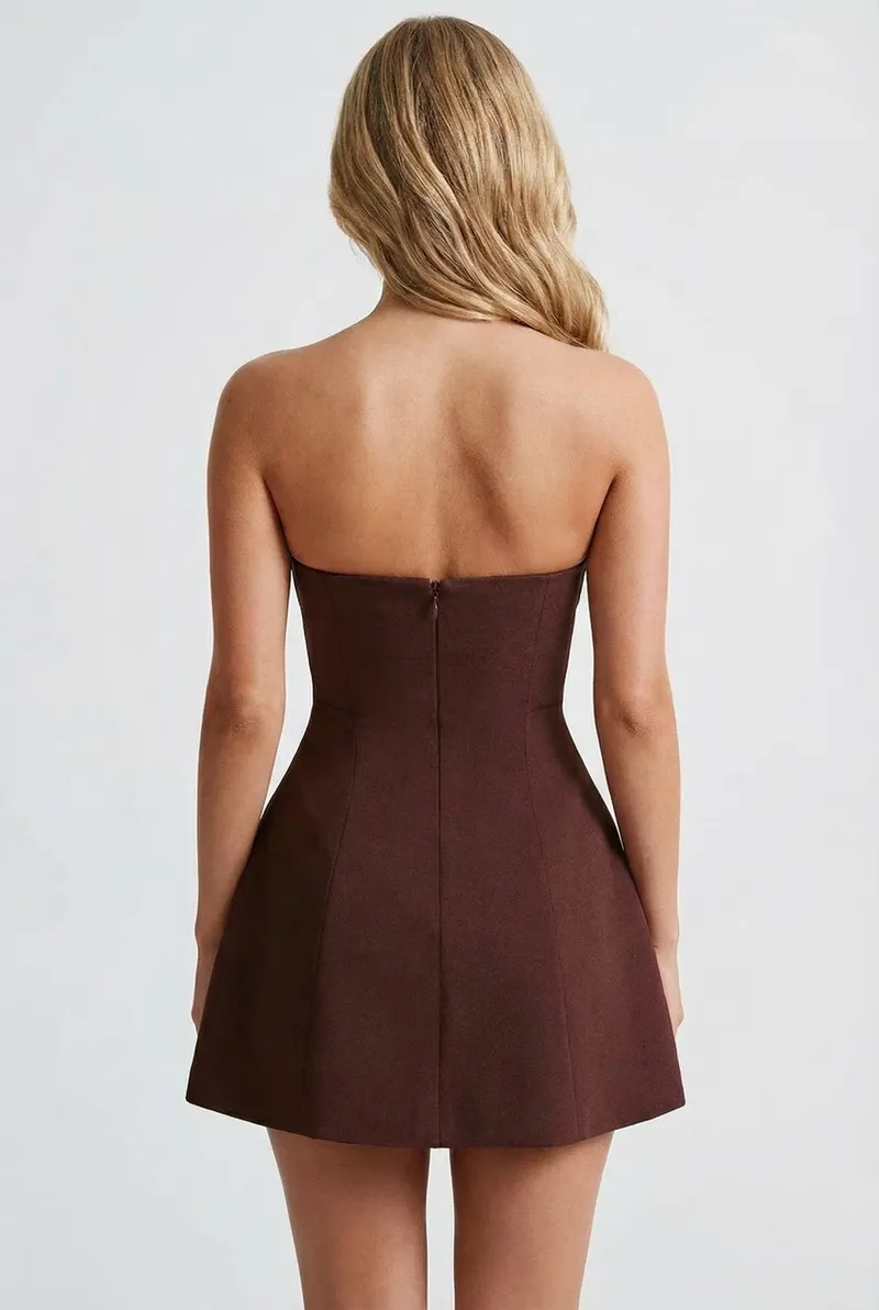 Carly Strapless Mini Dress - Brown