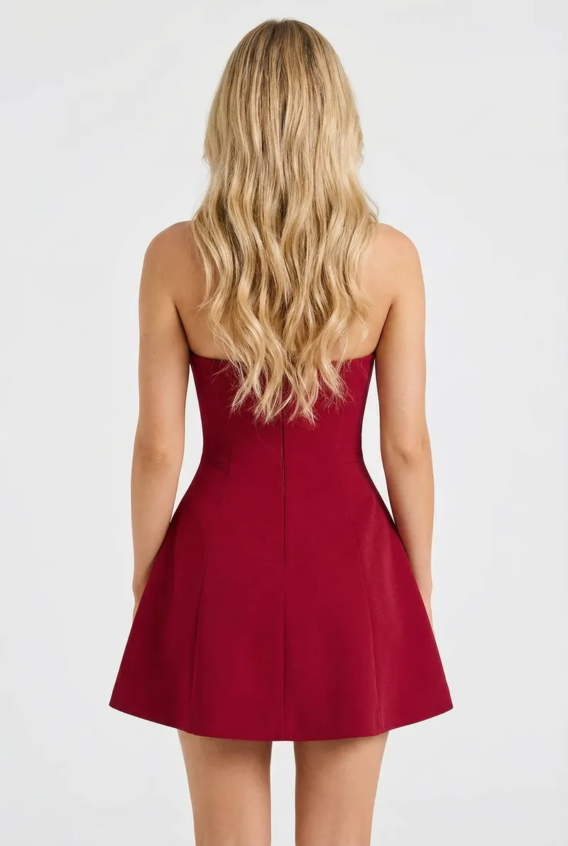 Carly Strapless Mini Dress - Red