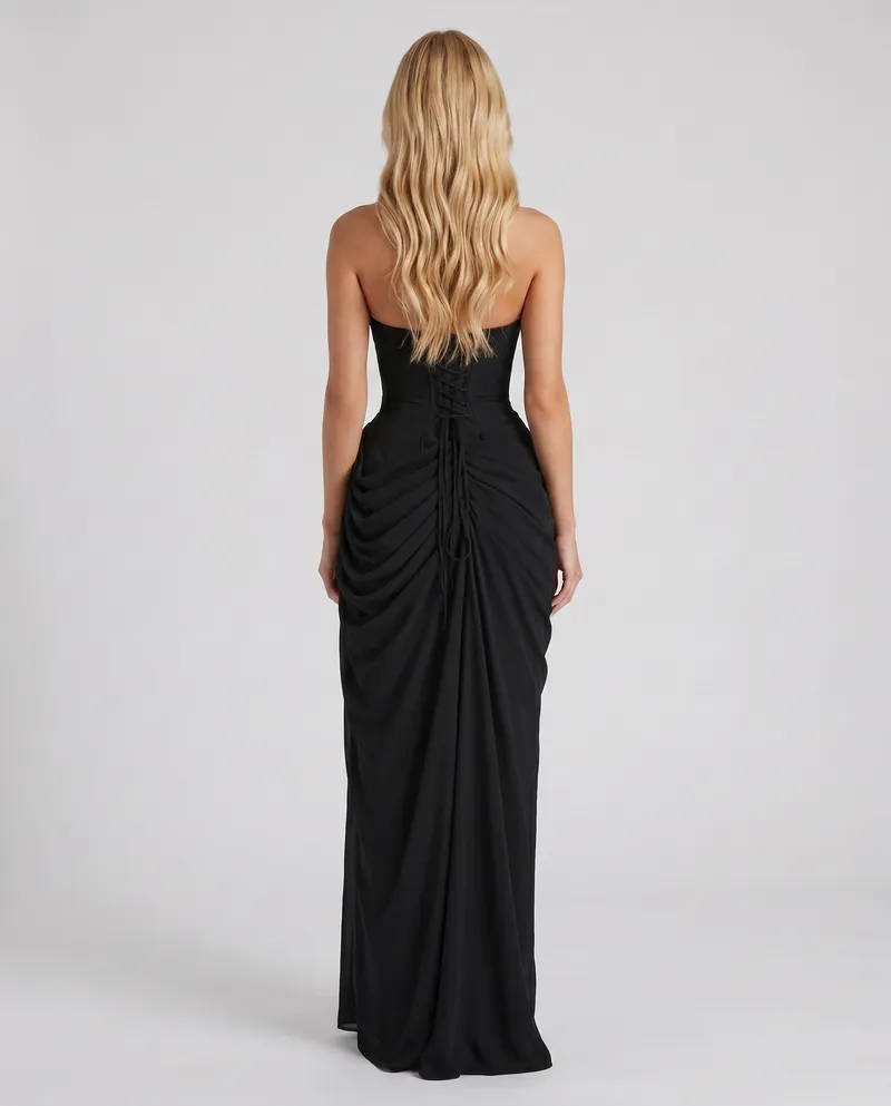 Cyrana Ruched Maxi Dress - Black