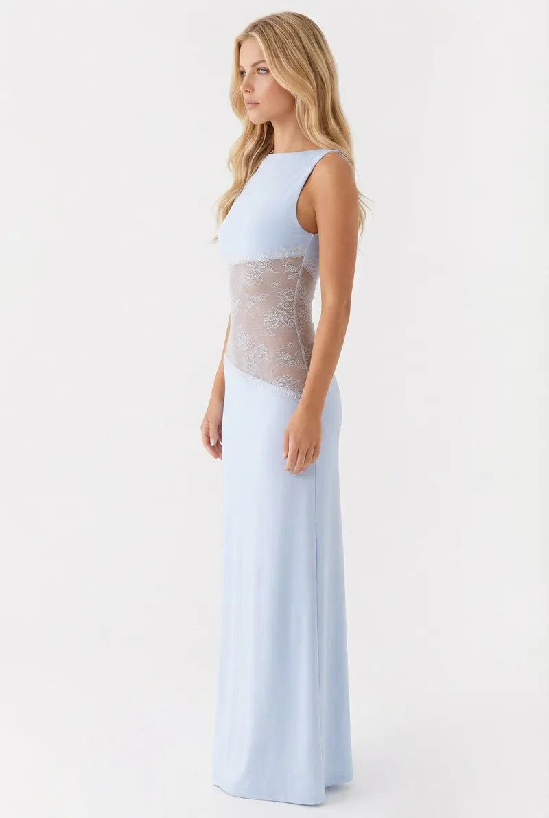Lucy Lace Maxi Dress - Blue