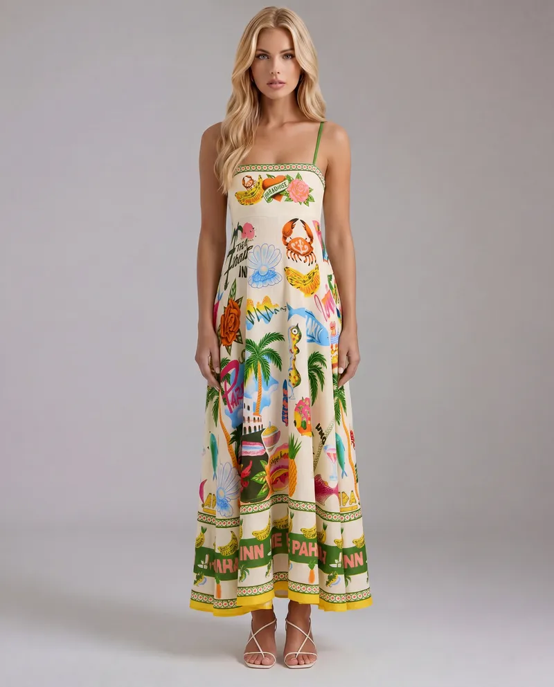 Isla Tropical Maxi Sundress - Multicolor