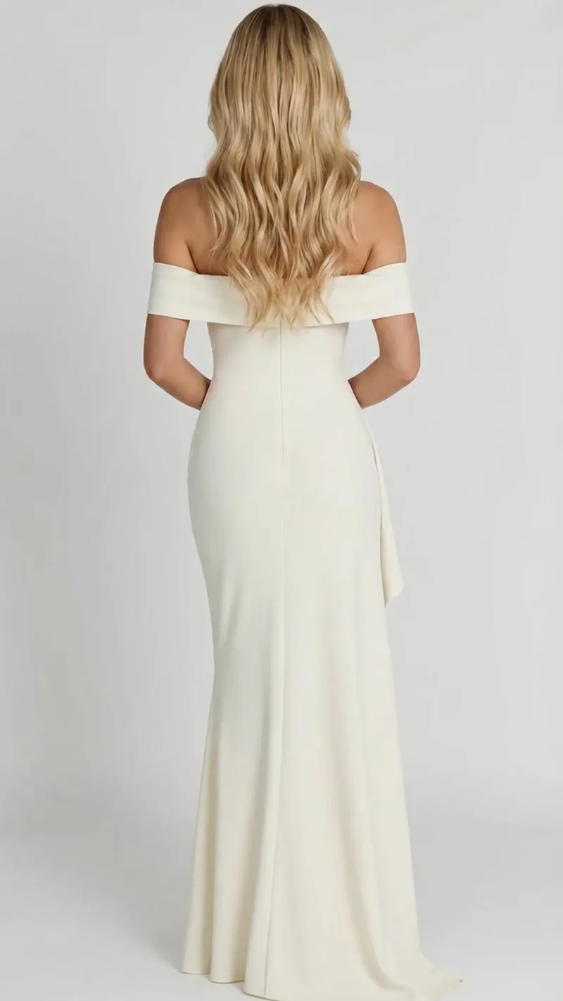 Valentina Ruched Maxi Dress - White