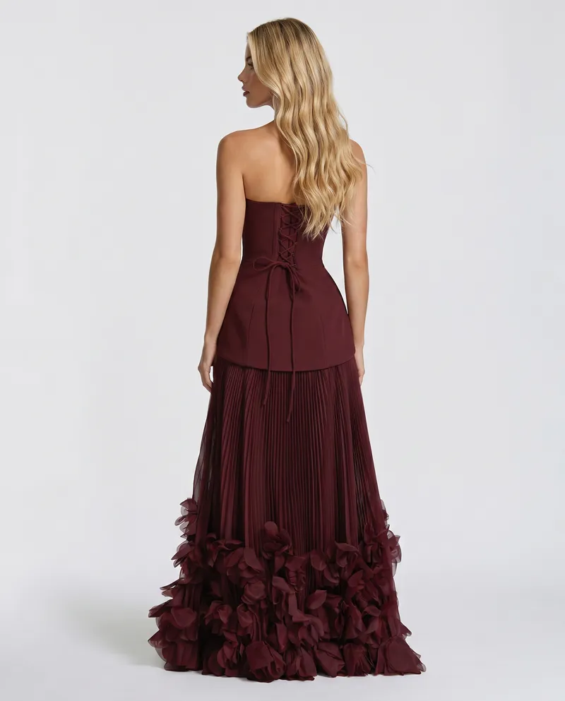 Katy Rosette Maxi Dress - Burgundy