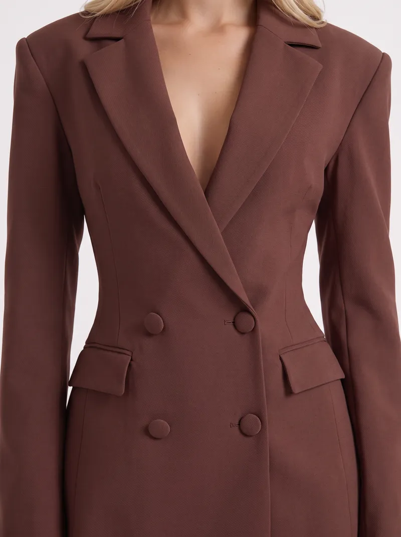Winnie Blazer Mini Dress - Brown