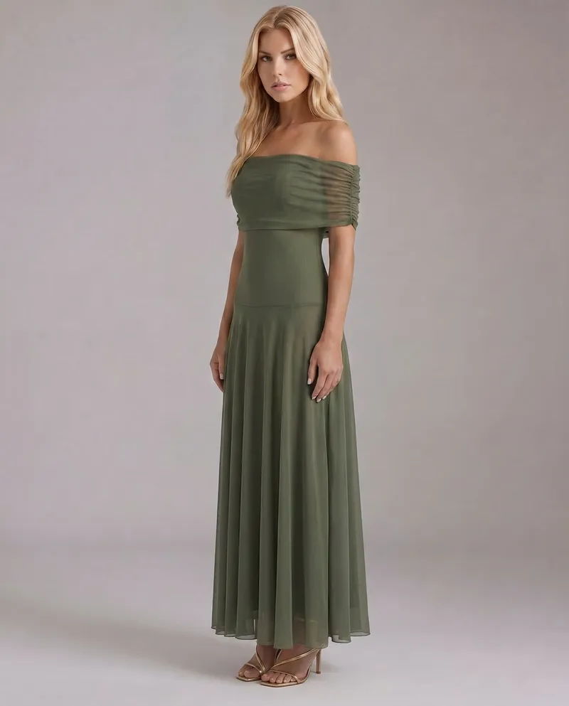 Milena Draped Maxi Dress - Green