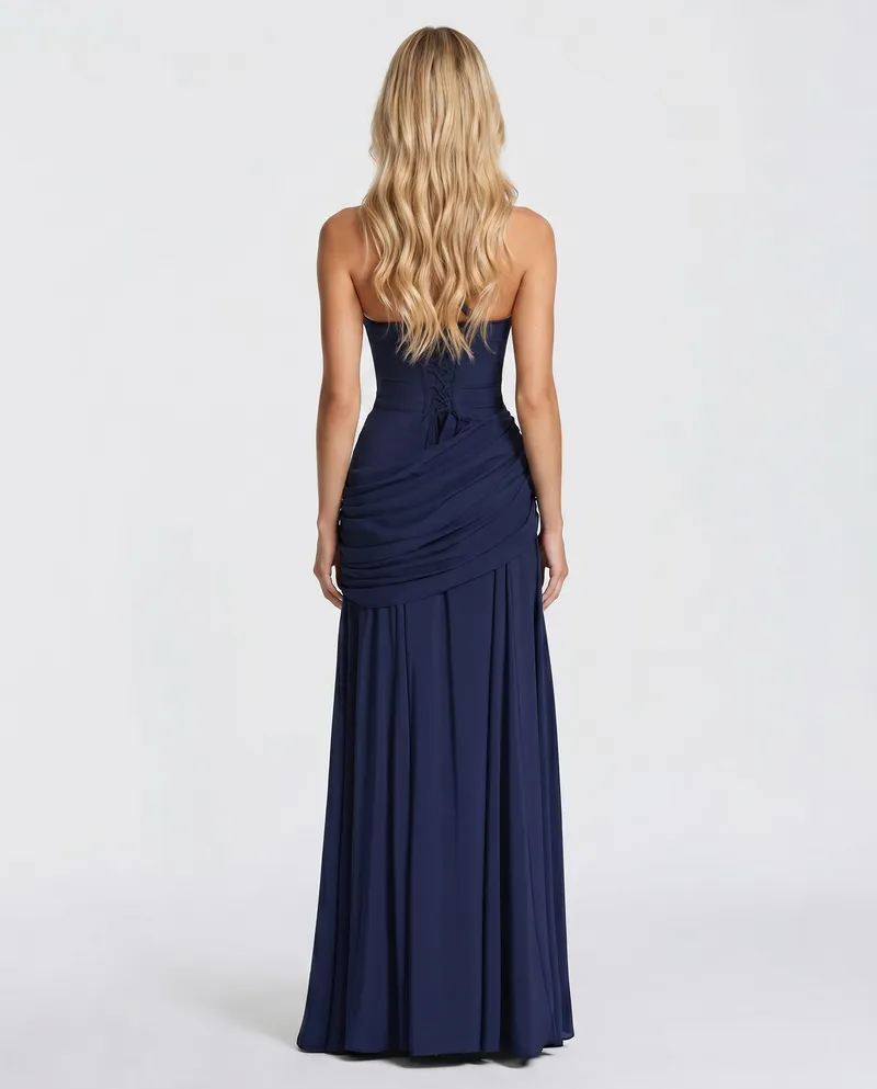 Charlotte Ruched Maxi Dress - Navy