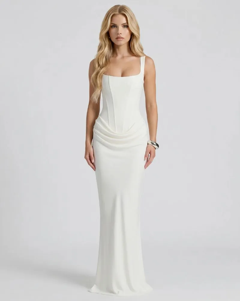 Cerene Corset Maxi Dress - White