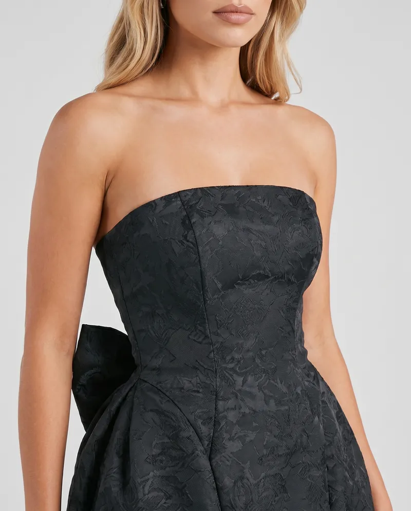 Eleonora Bow Mini Dress - Black