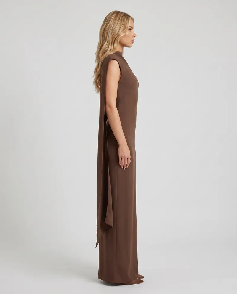 Vivienne Drape Maxi Dress - Chocolate