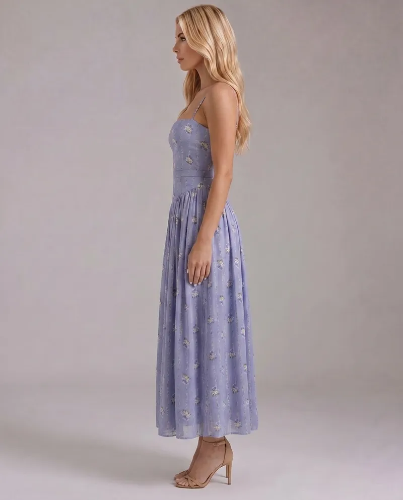 Cielle Floral Midi Dress - Daisies Print