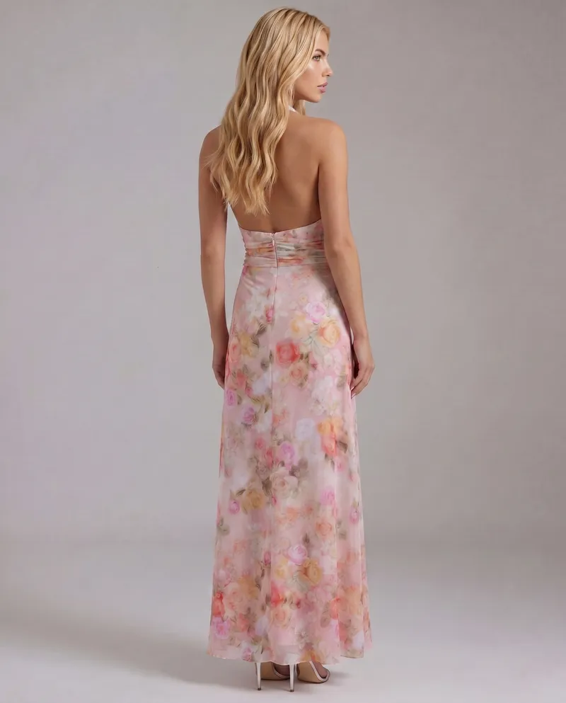 Sarah Plunge Maxi Dress - Pink