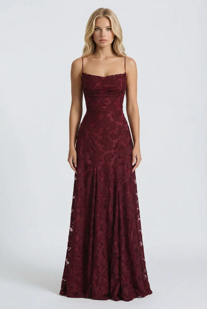 Francis Butterfly Maxi Dress - Burgundy