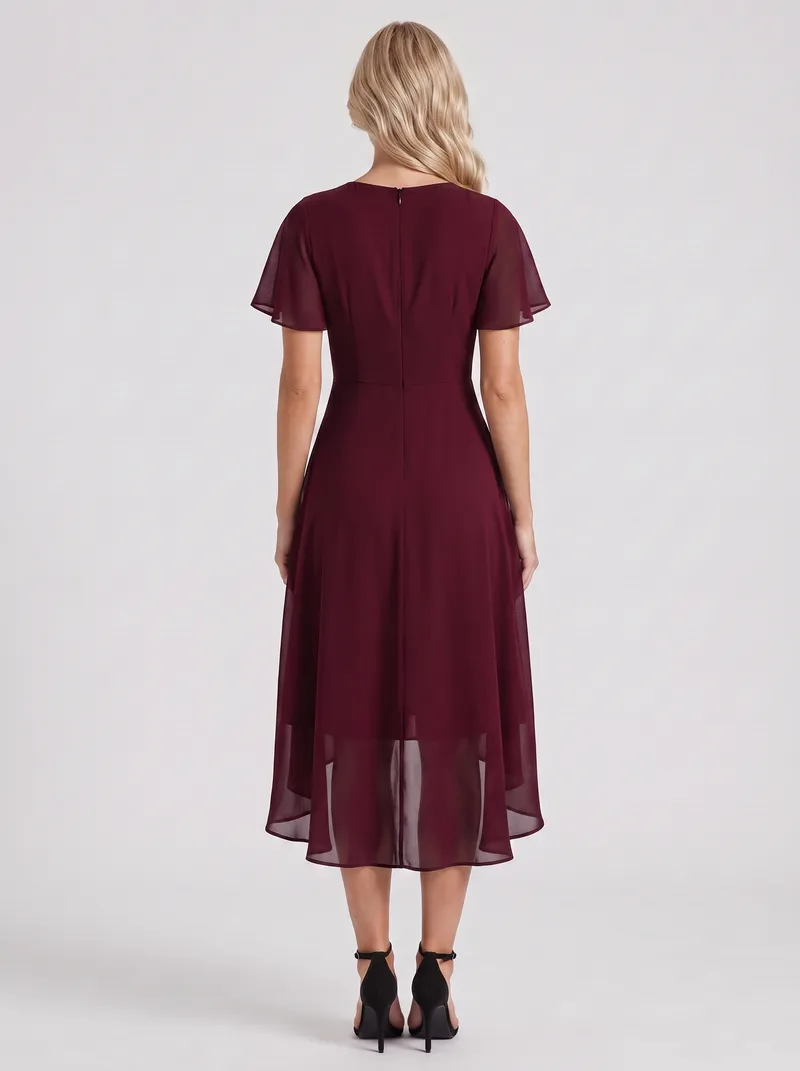 Calliope Ruffle Midi Dress - Red