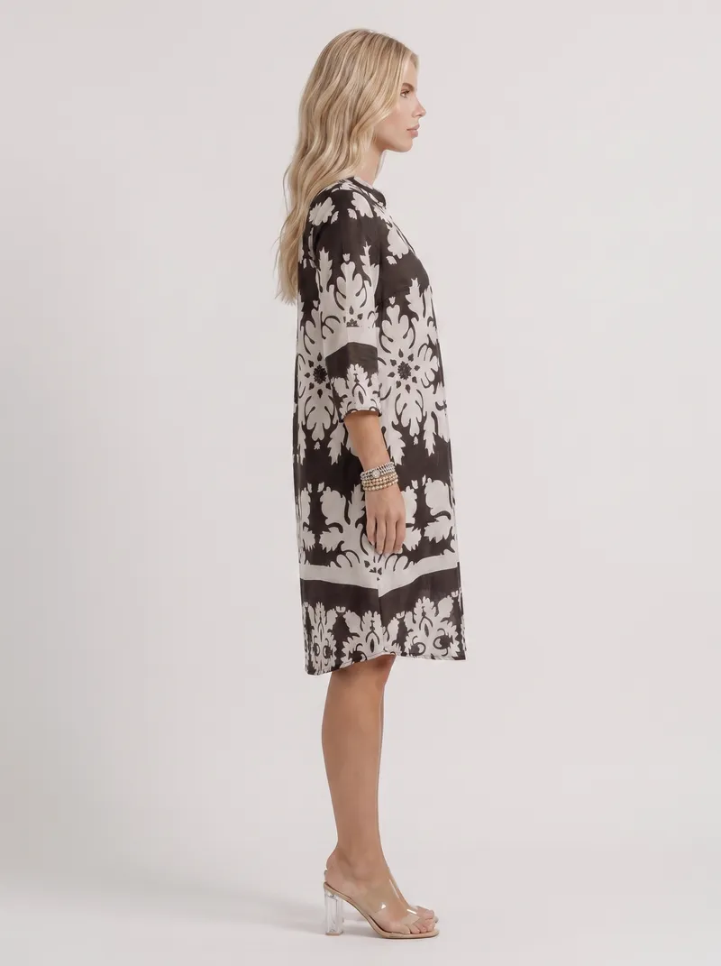 Marije Floral Midi Dress - Black