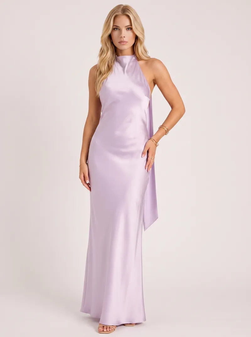 Rosanne Satin Maxi Dress - Lavender