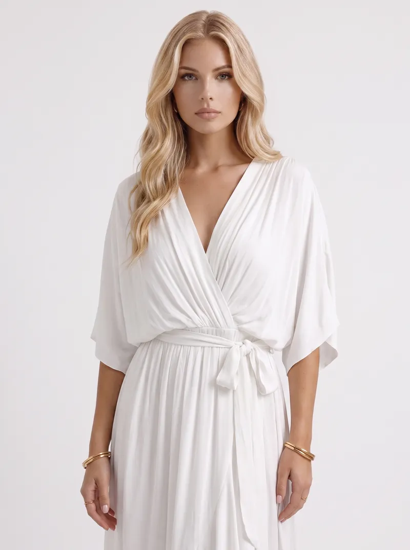 Lucienne Wrap Midi Dress - White