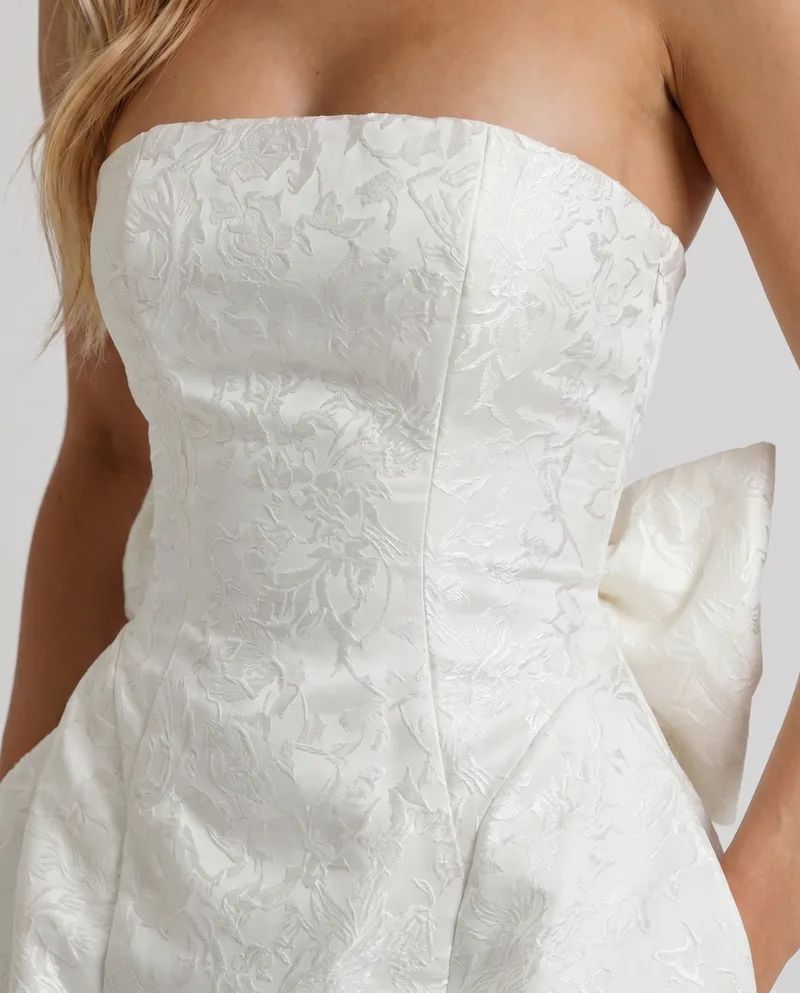 Eleonora Bow Mini Dress - Ivory
