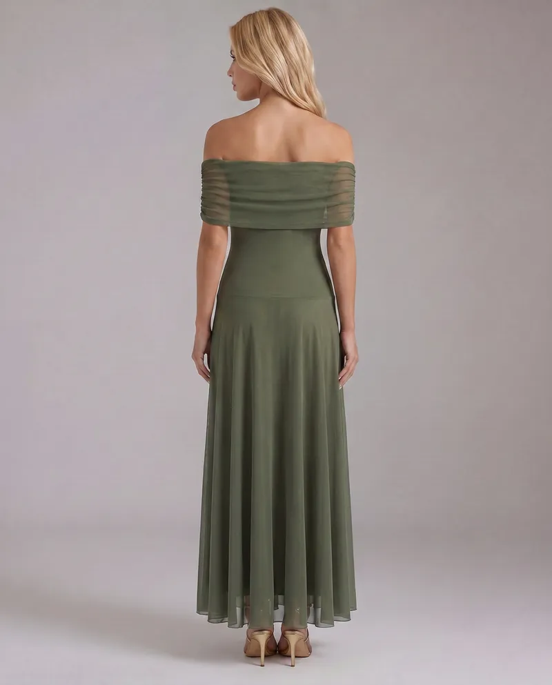 Milena Draped Maxi Dress - Green