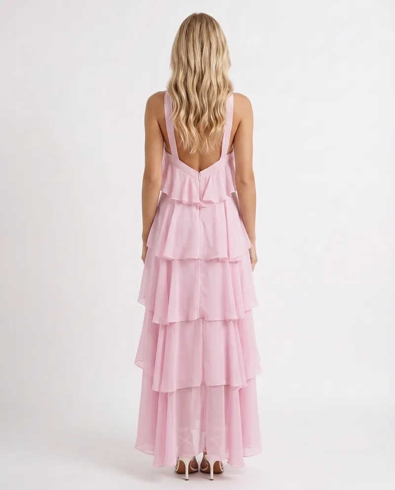 Felicia Tiered Maxi Dress - Pink