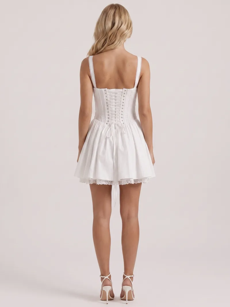 Ophelia Corset Mini Dress - White