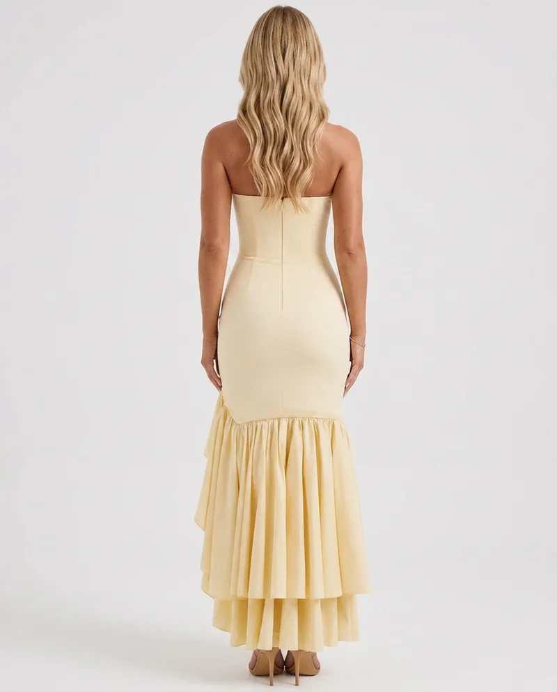 Eloise Ruffle Maxi Dress - Lemon