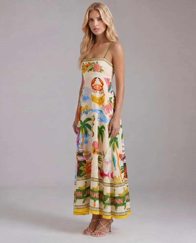 Isla Tropical Maxi Sundress - Multicolor