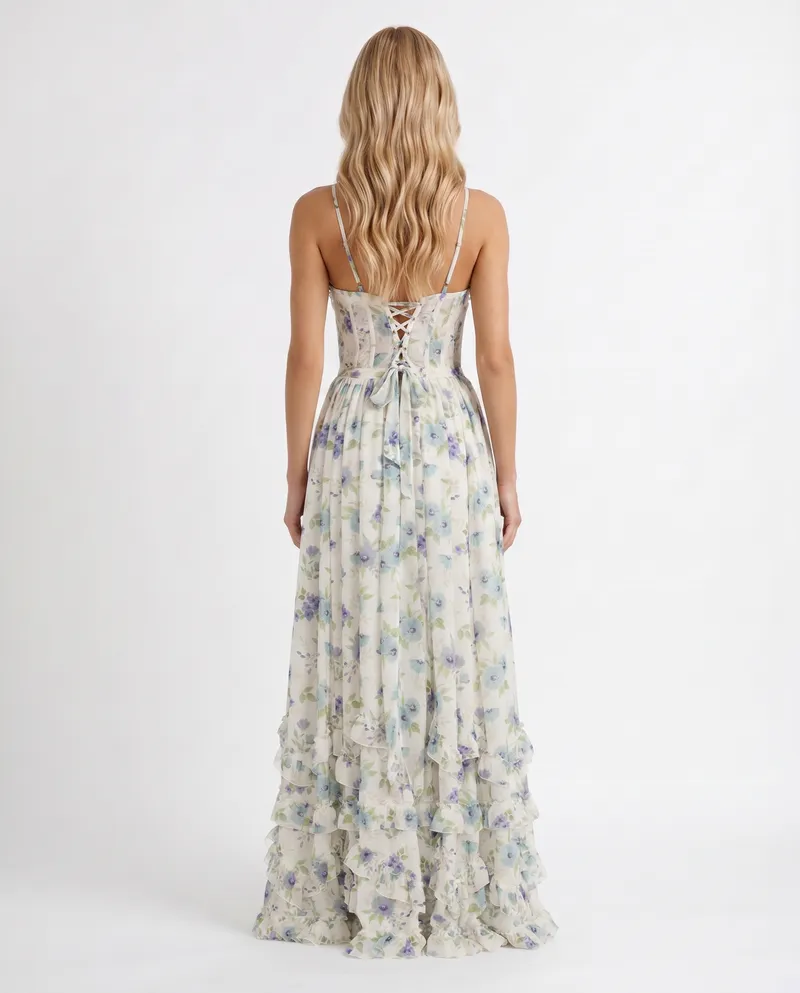 Bianca Ruffle Maxi Dress - Garden Mist