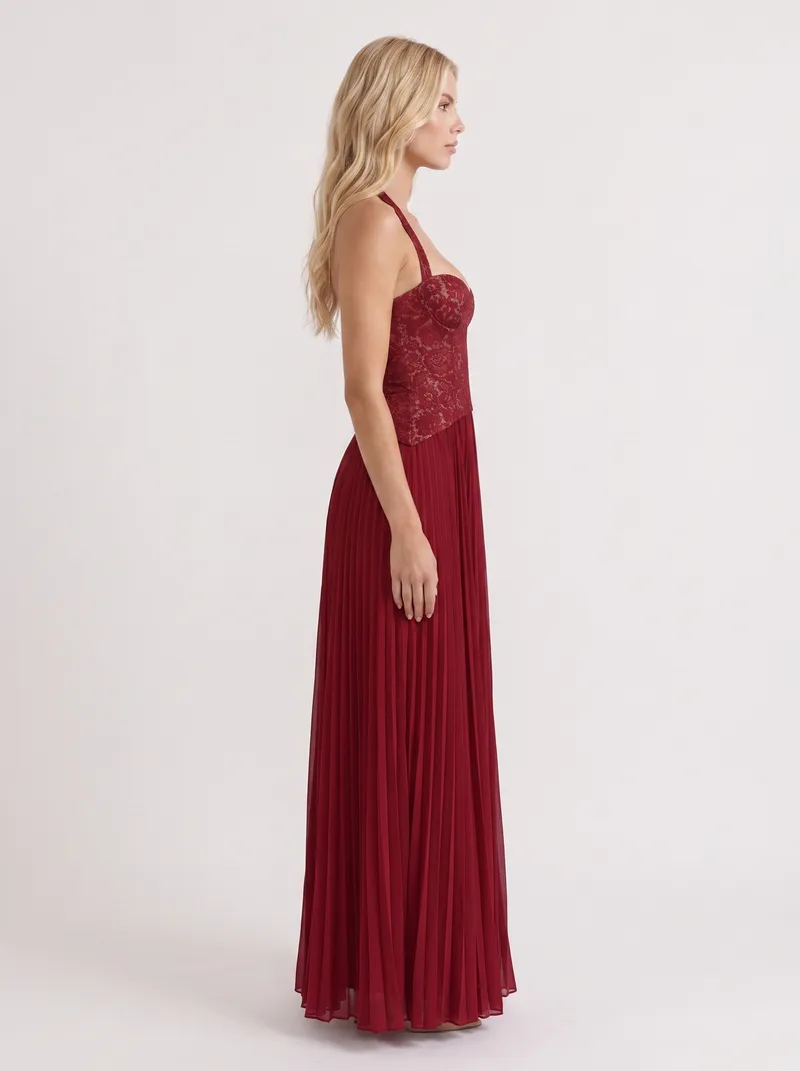 Anneliese Lace Maxi Dress - Red