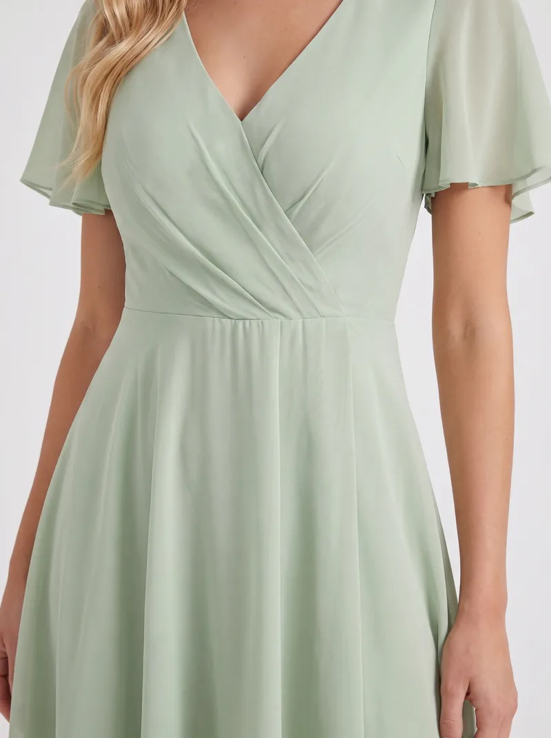 Calliope Ruffle Midi Dress - Light Green