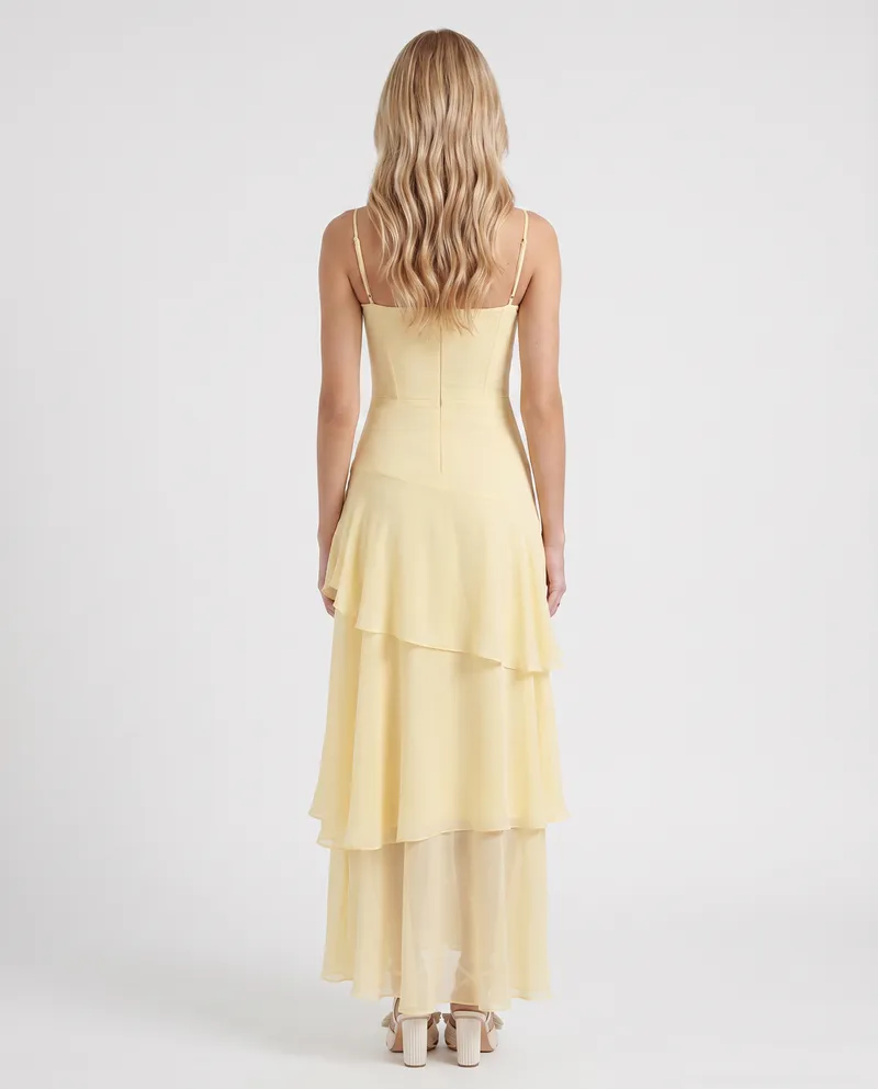 Odette Tiered Maxi Dress - Yellow
