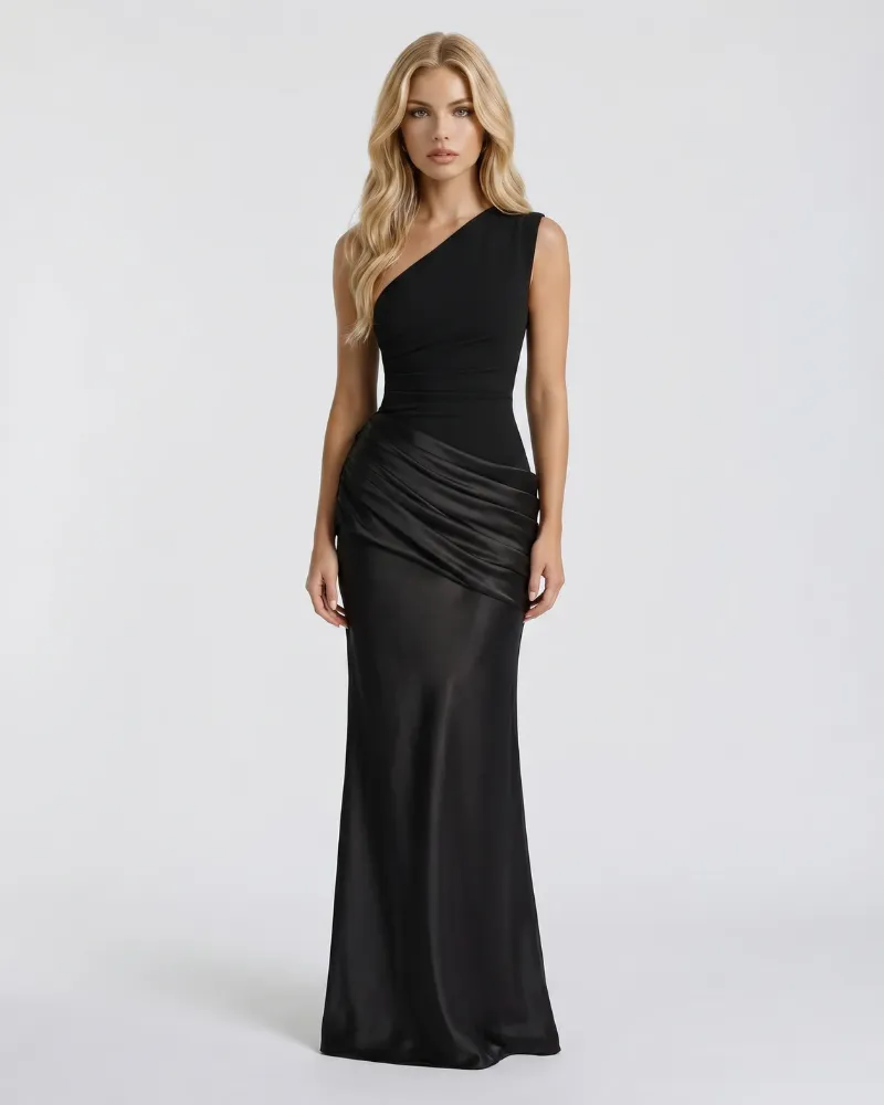 Noelle Draped Maxi Dress - Black