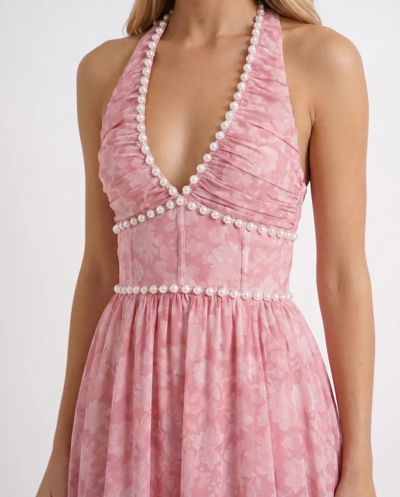 Bianca Ruffle Maxi Dress - Blush Petal
