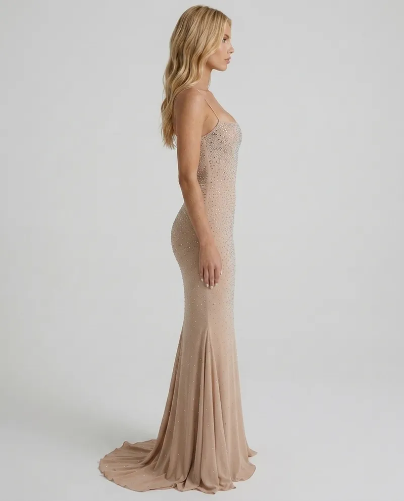 Beatrix Sequin Maxi Dress - Nude