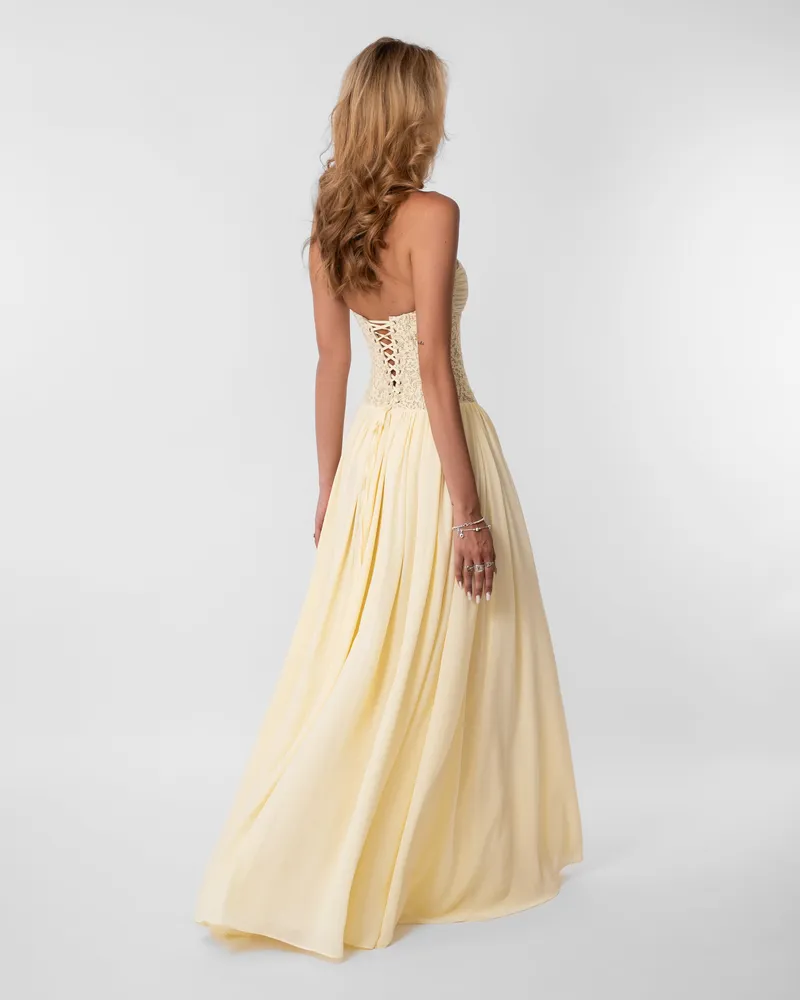 Isabella Lace Maxi Dress - Butter Yellow