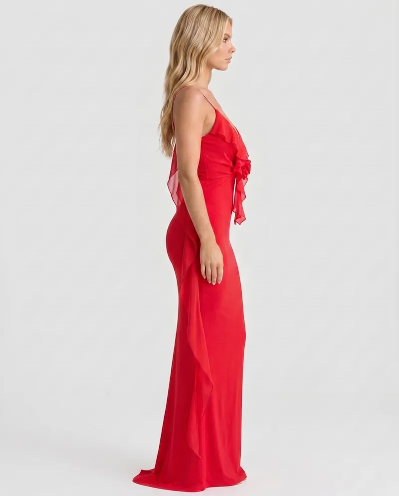 Daniela Slip Maxi Dress - Red